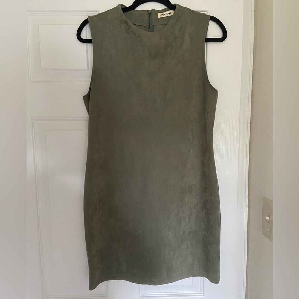 Olive Green Suede Dress